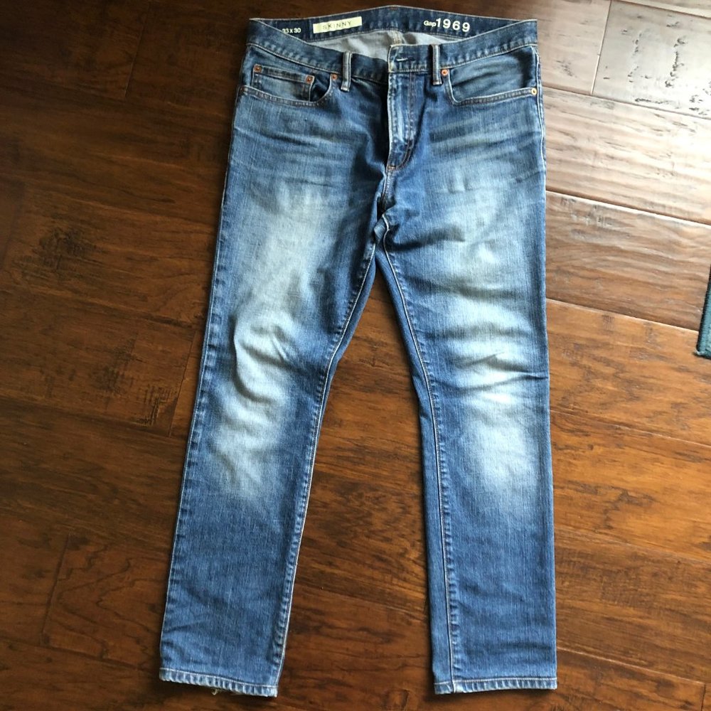 Gap mens 1969 skinny jeans medium blue size 33 x 29